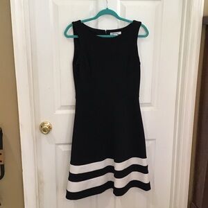 White House Black Market Classic Black and White Sleeveless A-Line Dress